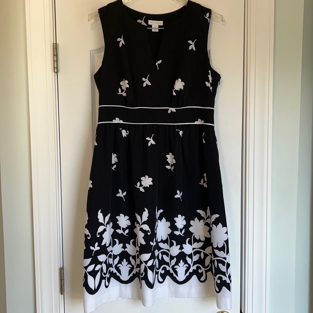 Charter club dress size 12, black with white floral